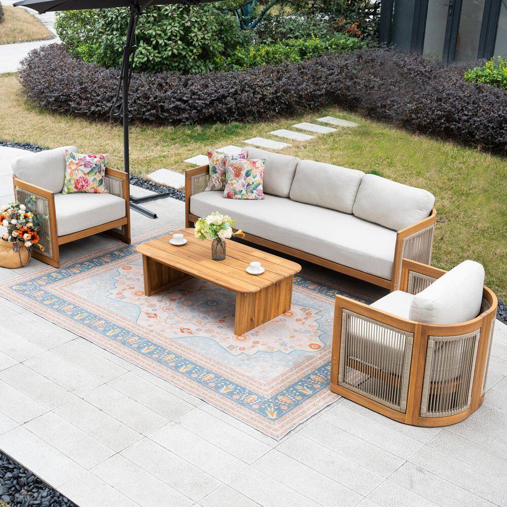 moda furnishings 4-Piece Outdoor Patio Conversation Set with Deep ...