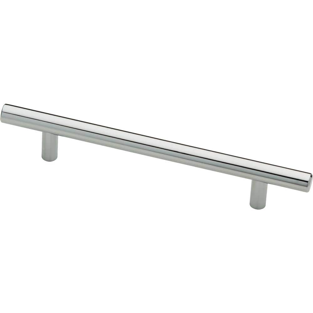 Modern Polished Chrome Steel Bar Pull with Mounting Hardware