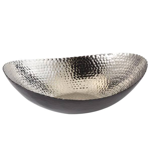 Red Co Silver Finish — 11¾ x 9½ x 5 Luxurious Hammered Aluminum Oval Bowl Metal Decorative Bowl Red Co Silver Finish — 11¾ x 9½ x 5 Luxurious Hammered Aluminum Oval Bowl Metal Decorative Bowl