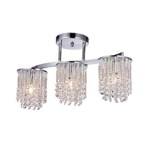Olinda 24 in. 3-Light Chrome Cluster Semi-Flush Mount with No Bulbs Included for Dining Room, Kitchen