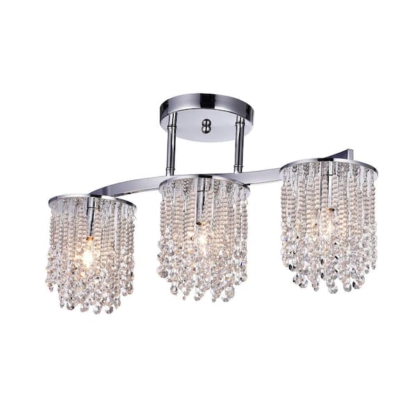 GREENVILLE SIGNATURE Olinda 24 in. 3-Light Chrome Cluster Semi-Flush Mount with No Bulbs Included for Dining Room, Kitchen