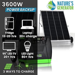 ELITE 3600-Watt/5760W Peak Push Button Start Solar Powered Portable Generator with Two 100W Solar Panels