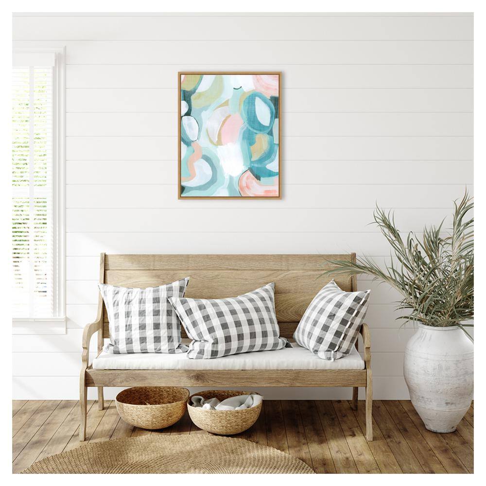 Pastel Garden Abstraction II Canvas Print with Maple Frame