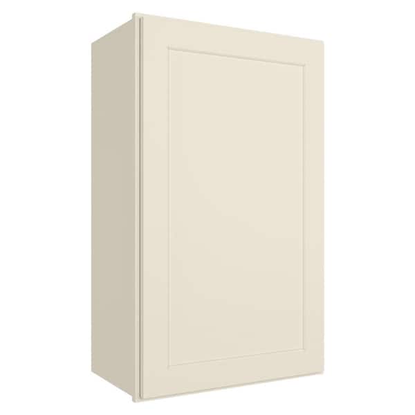 Newport Antique White Ready to Assemble Wall Cabinet with 1-Door 2-Shelves (18 in. W x 36 in. H x 12 in. D)