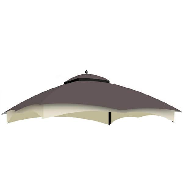 Unbranded 10 x 12 ft. Gazebo Replacement Canopy Top,Heavy Duty Polyester Fabric Roof Cover with Air Vent and Mosquito Net in Brown