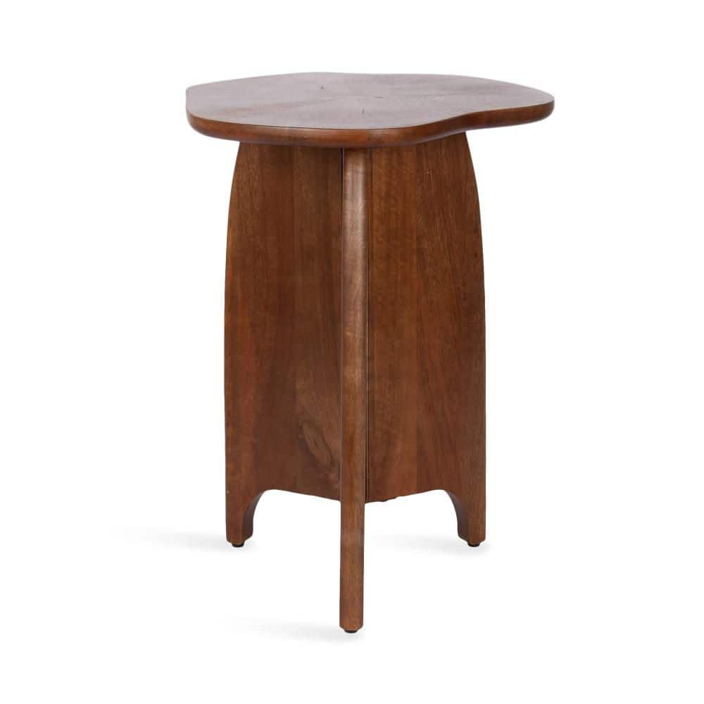 Condition photo showing New/Like New for kanna 16 in. walnut brown irregular solid wood end table