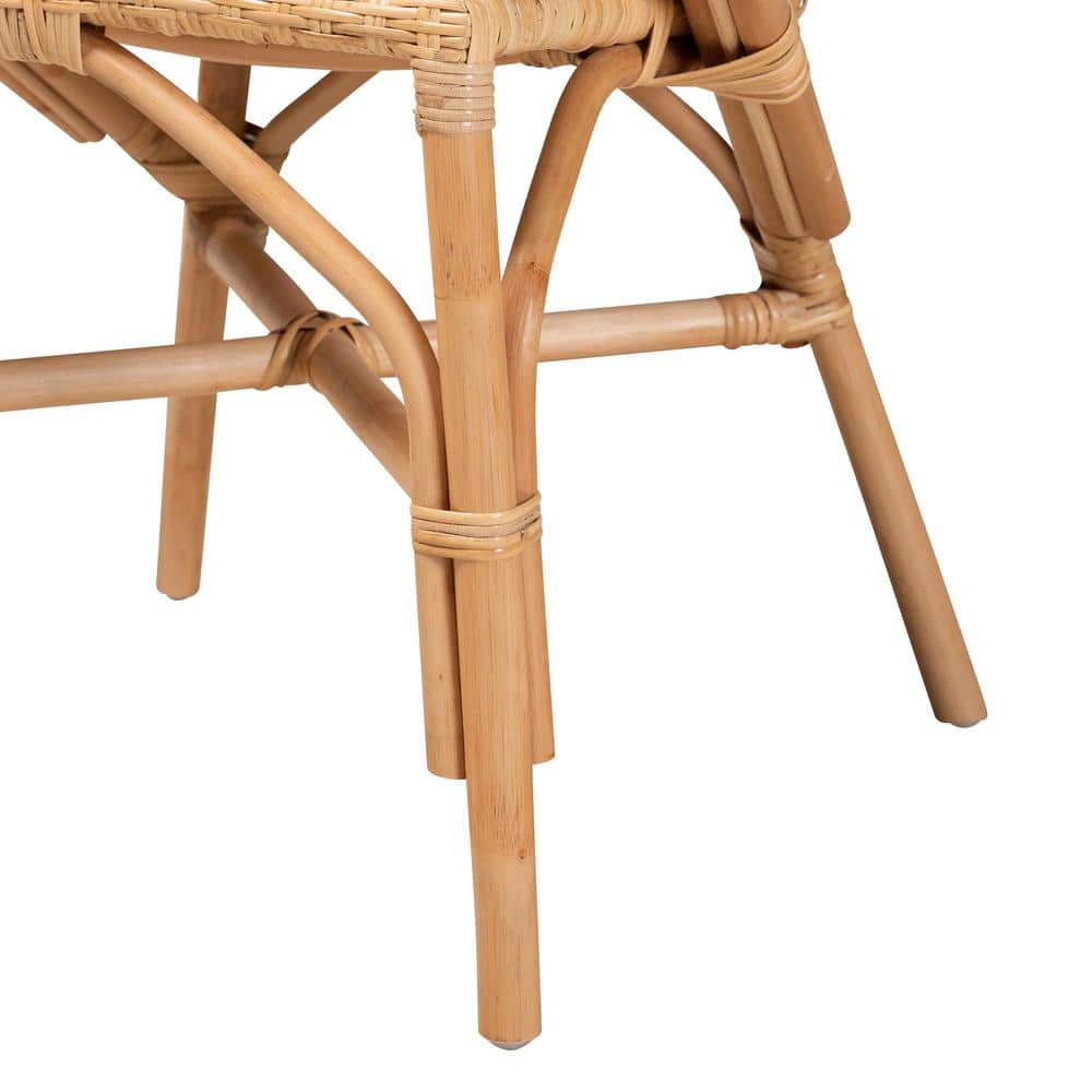 Varick Natural Brown Rattan Arm Chair with Foam Cushion