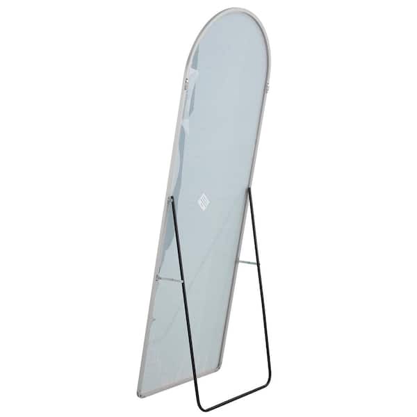 Unbranded 23.2 in. W x 64.9 in. H Arched Aluminum Framed Floor Wall Mounted Bathroom Vanity Mirror in Silver