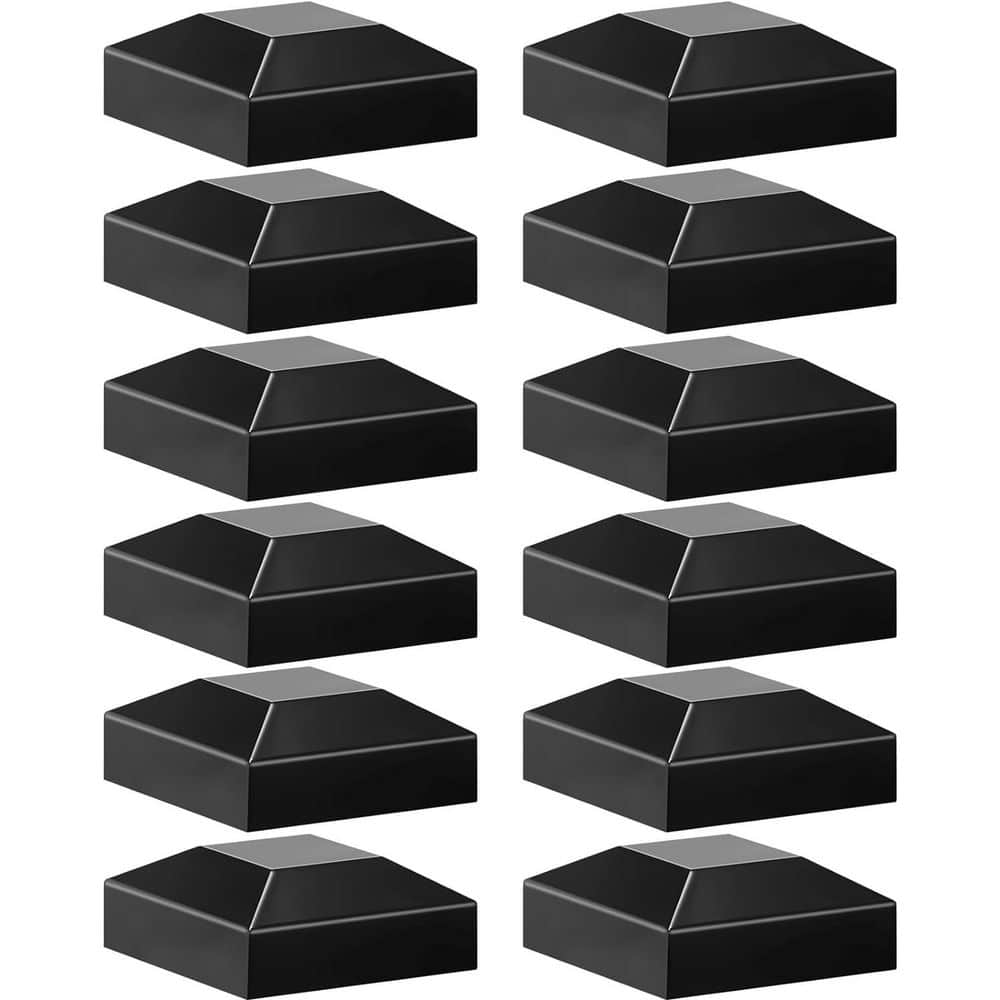 Aluminum Black Fence Post Caps Pressure Fit Cover for Mailbox Metal Wood Vinyl Deck Railing (12-Pack) price history on PriceWatchPro