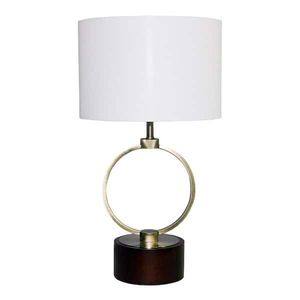 Jushua 21 in. White Grid Metal Circular Table Lamp Bedroom Table Lamp with Cylinder Shade Task and Reading