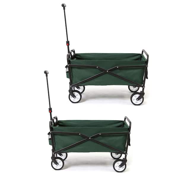 SEINA 150 lbs. Capacity Heavy-Duty Compact Folding Utility Cart in Green (2-Pack)