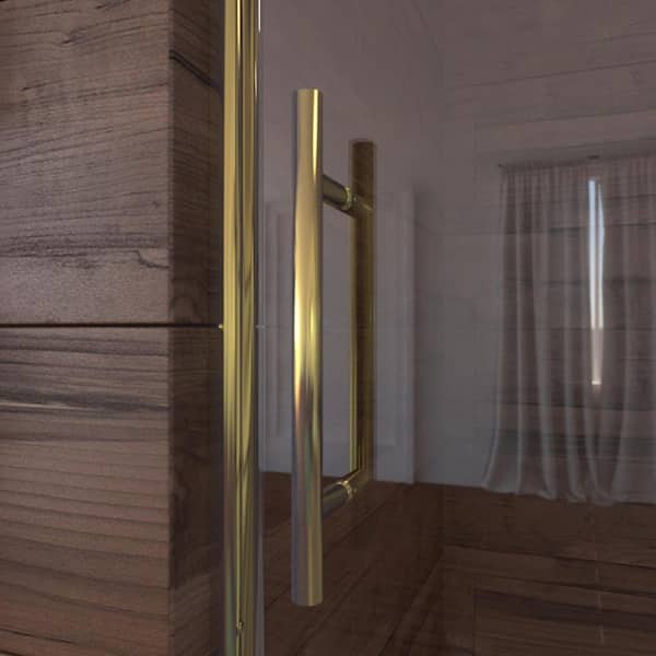 Luna Lite 48 in. W x 76 in. H Sliding Bypassing Frameless Shower Door in Brushed Gold Finish with Clear Glass