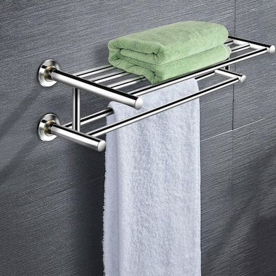 Brushed Stainless Steel Towel Rack Single Rod Wall-Mounted Drill Pipe Suitable for Kitchen and Bathroom Hotel Towel Rack Bathroom Storage Bag black-80cmx8x3cm 