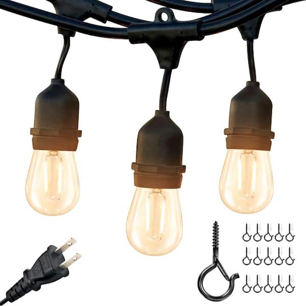 Brightech Ambience Pro 15-Light 48 ft. Indoor/Outdoor Plug-in 2W 2500K Warm White LED S14 Edison Bulb String Lights