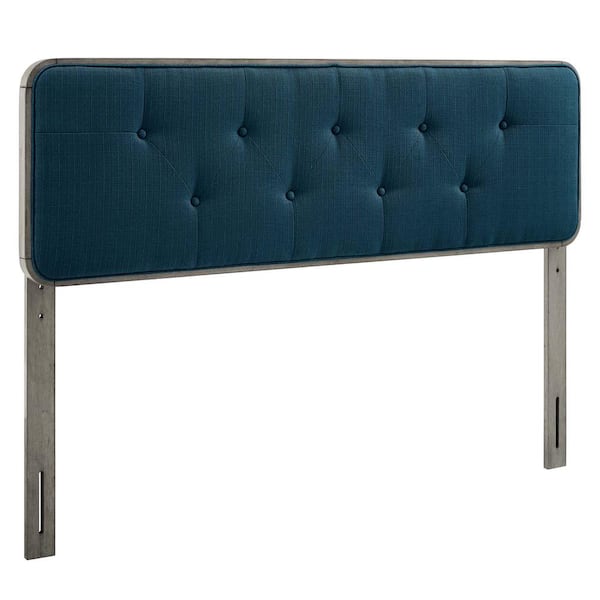 MODWAY Collins Tufted in Gray Azure Twin Fabric and Wood Headboard