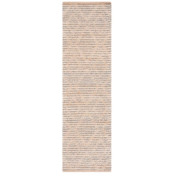 Natura 2 ft. x 8 ft. Natural/Gray Diamond Striped Runner Rug
