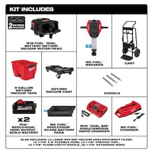 MX FUEL Lithium-Ion Cordless 32 x 25 1-1/8 in. Breaker Kit with M18 FUEL 9 Gal. Cordless Wet/Dry Shop Vacuum Kit