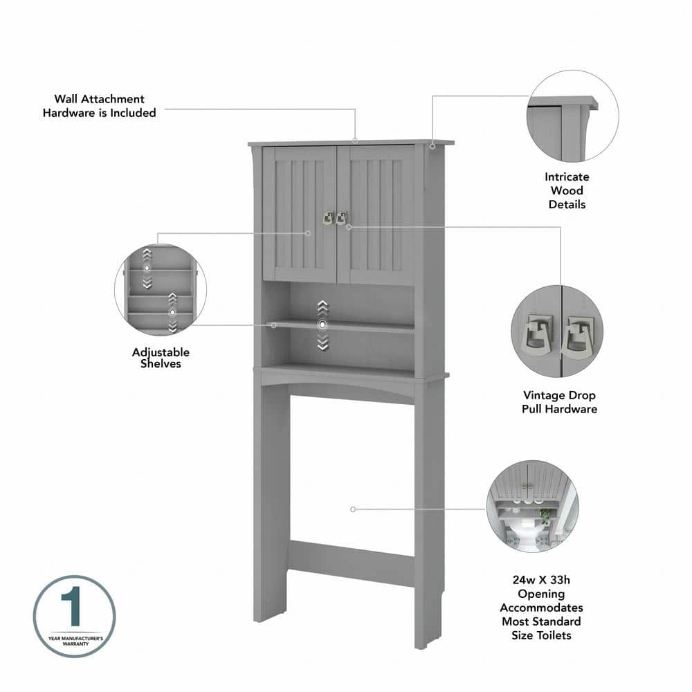 Cape Cod Gray Over The Toilet Storage Cabinet with Adjustable Shelves
