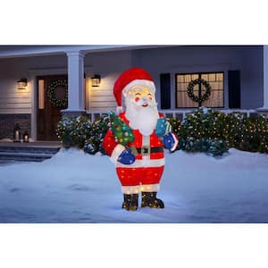 5 ft Warm White240-Light LED Santa and Present Yard Sculpture