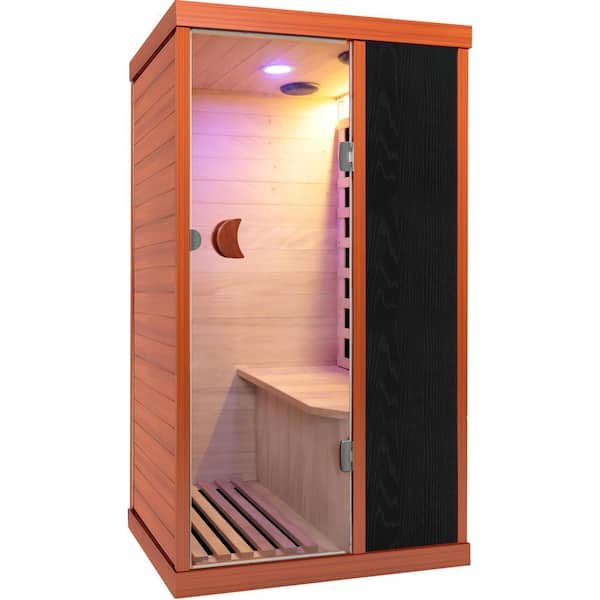 1-Person Indoor Canadian Hemlock Infrared Sauna with 3 Carbon Crystal Heaters