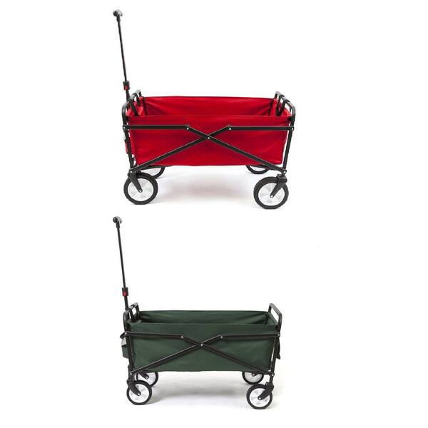 SEINA Compact Folding Cart with Steel Collapsible Folding Cart, Red and Green