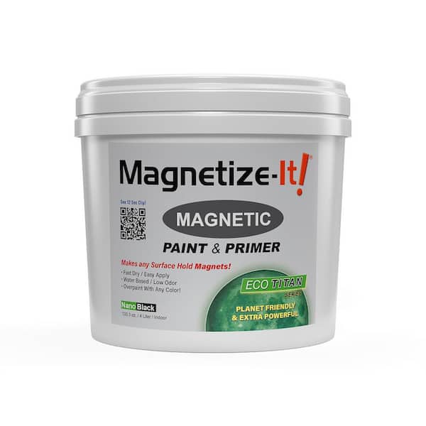 MAGNETIZE-IT! Magnetic PAINT and PRIMER (Water Based) - ECO TITAN Extra Strong and Sustainable, All-Purpose Interior 4L, Black