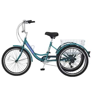 Tricycle 20 in., 3 Wheel 7 Speed Bikes Cruise Trike with Shopping Basket for Adult Tricycle