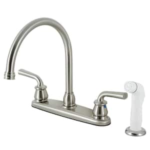 Kingston Brass Black Stainless Steel 2-Handle Deck-Mount High-Arc Handle Kitchen Faucet Kingston Brass Black Stainless Steel 2-Handle Deck-Mount High-Arc Handle Kitchen Faucet