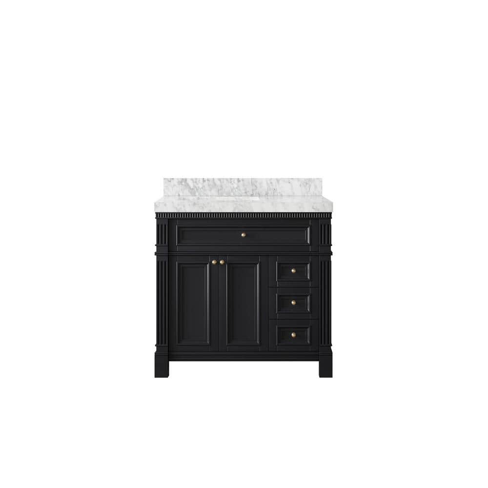 Paris 36 in. W x 22 in. D x 36 in. H Left Offset Sink Bath Vanity in Black with 2 in. Carrara Marble Top price history on PriceWatchPro