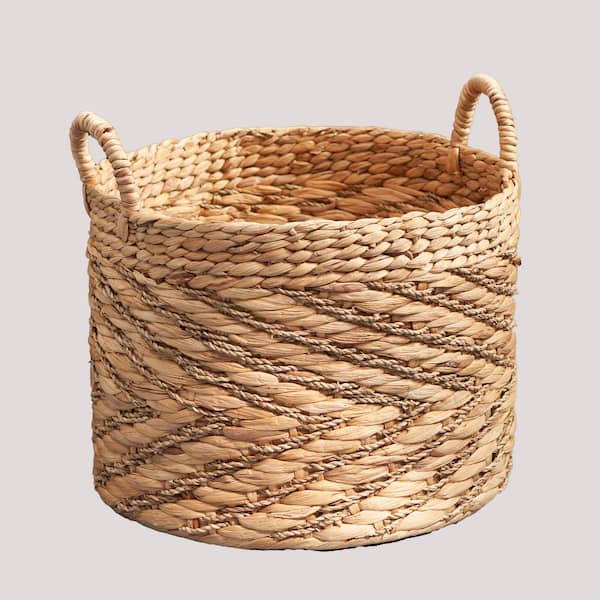 Unbranded HOT Seller Brown 15 in. x 15 in. Water Hyacinth Wood Decorative Basket Set of 1 Piece