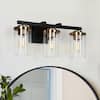 Zevni 20 in. Modern 3-Light Black Vanity Light, Transitional Wall Light ...