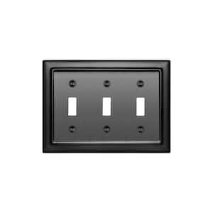 Architectural 3-Gang 3-Toggle Wall Plate (Matte Black)