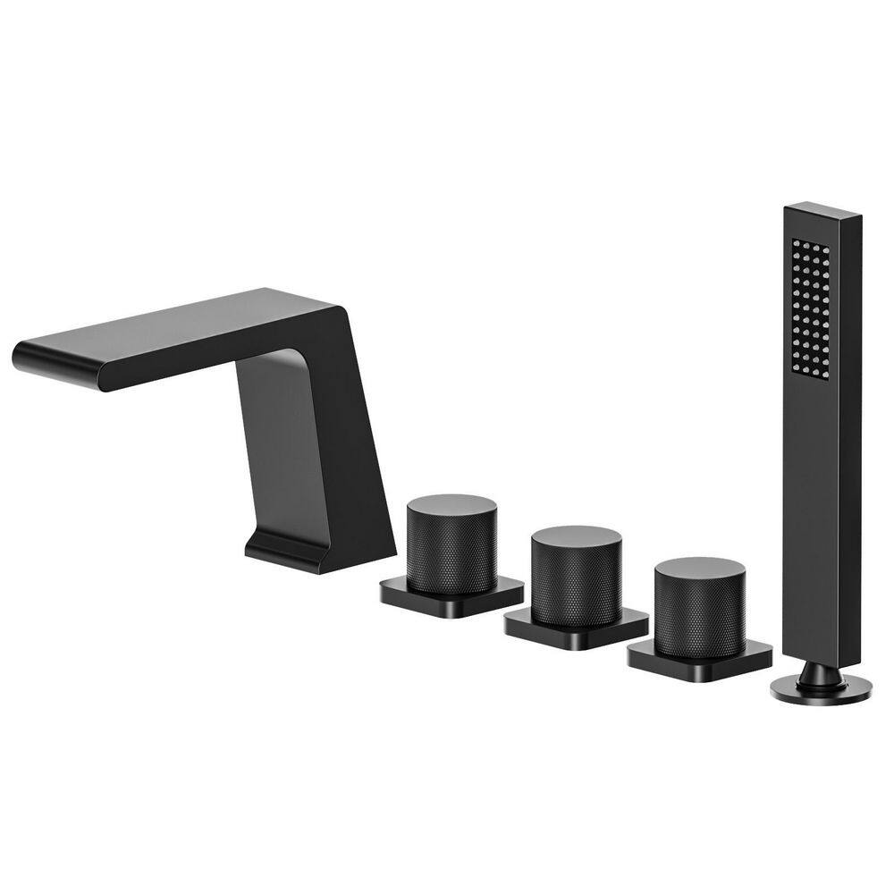 2-Spray Tub-Mount Roman Tub Faucet 3 GPM with Handheld Shower, 3-Handle in Matte Black (Valve Included) price history on PriceWatchPro
