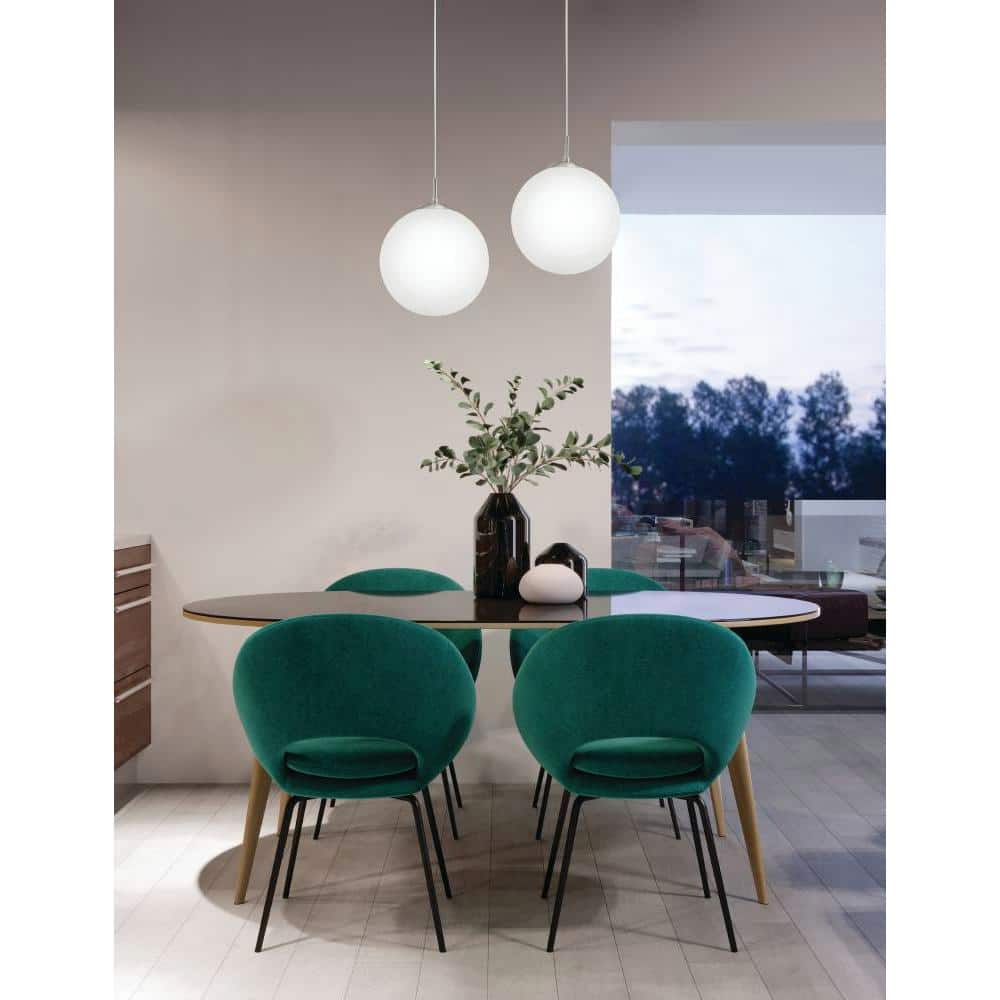 Matte Nickel and Frosted Glass Globe Pendant Light
