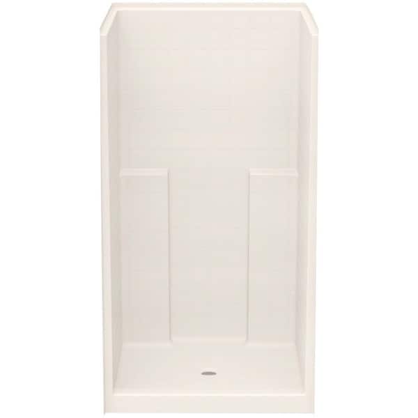 Aquatic Everyday Smooth Tile 42 in. x 42 in. x 76 in. 1-Piece Shower Stall with Center Drain in Bone