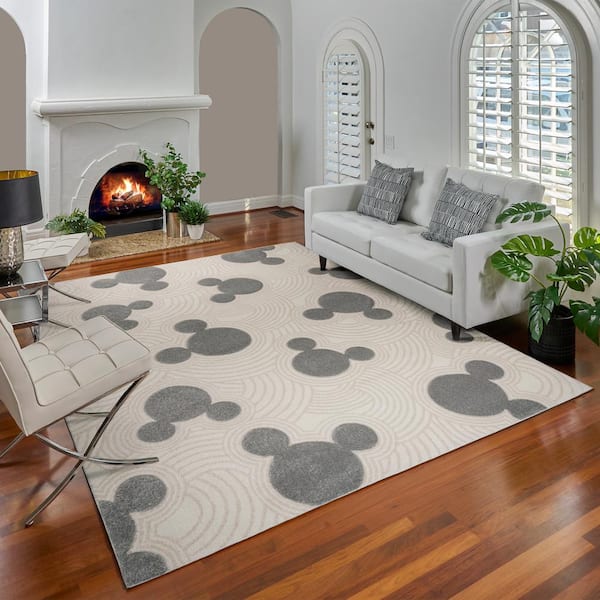 Mickey Mouse Bravo Pop Art Gray 5 ft. x 7 ft. Geometric Indoor Area Rug