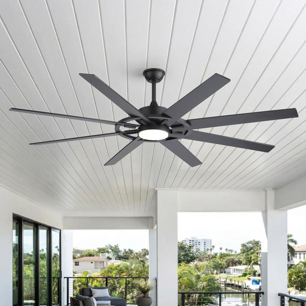 Breezary 72 in. Integrated LED Black Standard Covered Outdoor
