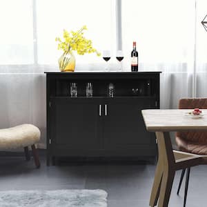 Black Kitchen Sideboard Buffet Server Cupboard Storage Cabinet with Doors