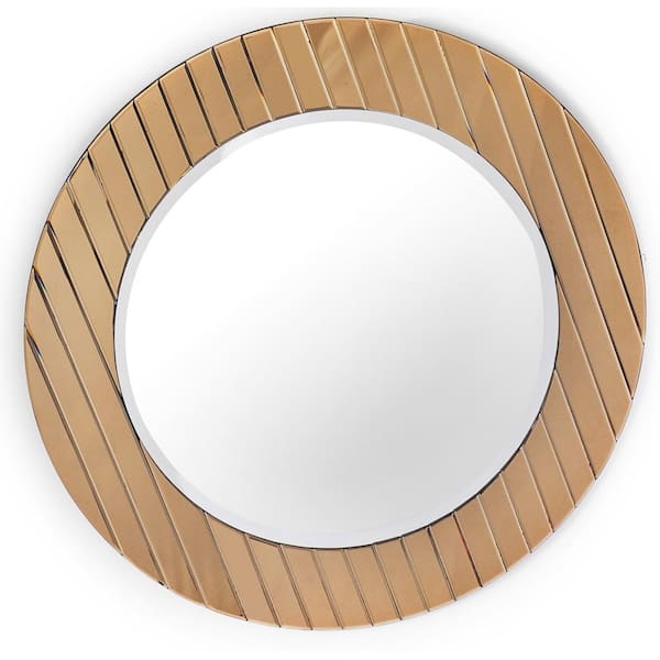 HomeRoots 35.4 in. W x 35.4 in. H Glass Gold Decorative Mirror