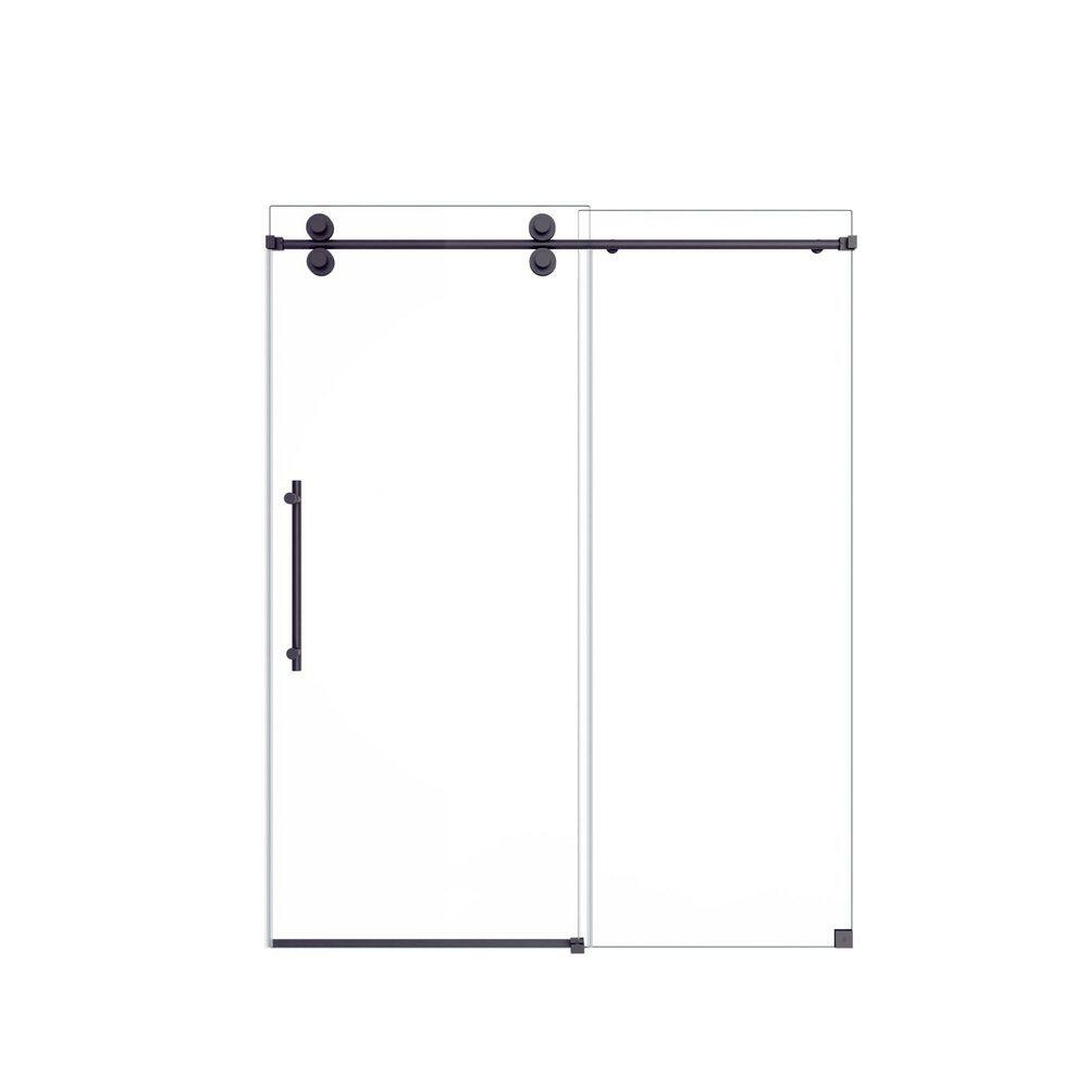 44-48 in. W x 76 in. H Frameless Single Sliding Shower Door in Matte Black with 5/16 in. Thick Clear Tempered Glass price history on PriceWatchPro