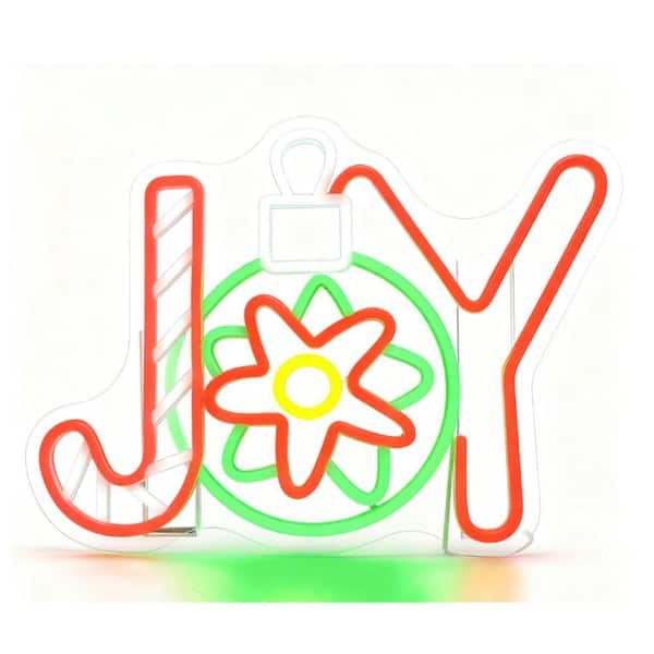 12 in. x 14 in. Red Silicone JOY Christmas Bauble Led Neon Wall Sign