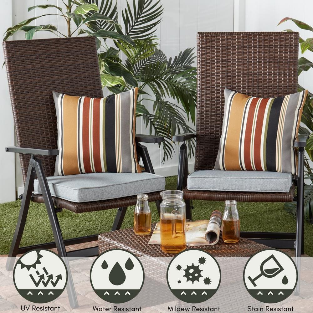 Brick Stripe 17" Square Outdoor Throw Pillow Set