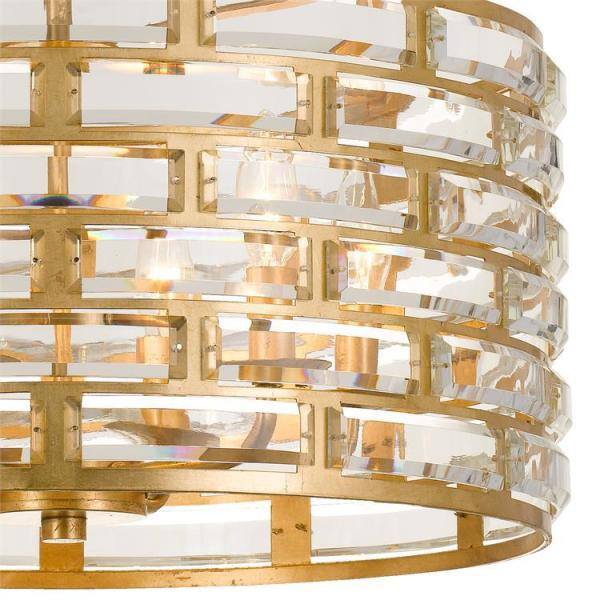 Mini Antique Gold Crystal 6-Light Chandelier with Faceted Jewels