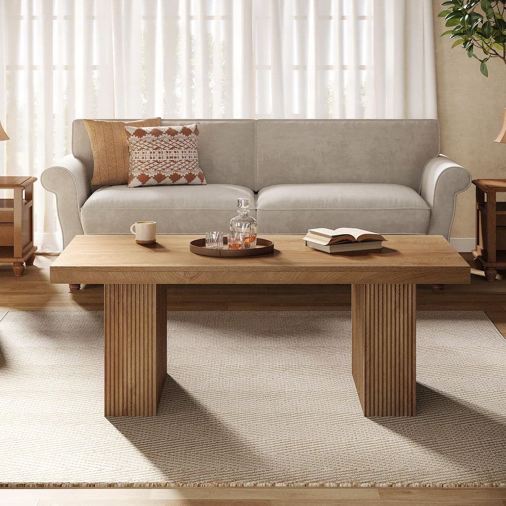 BYBLIGHT Kerlin 47.24 in. Brown Rectangle Wood Coffee Table Center Table for Living Room BB-SL0095-SJH