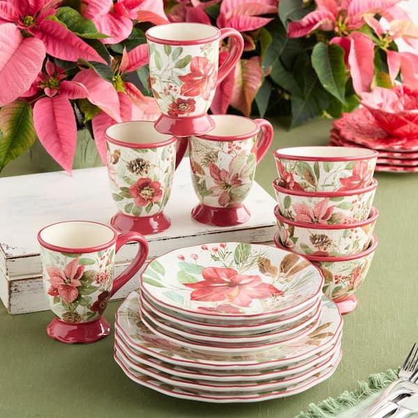 Certified International Winter Blooms 16-Piece Ceramic Assorted