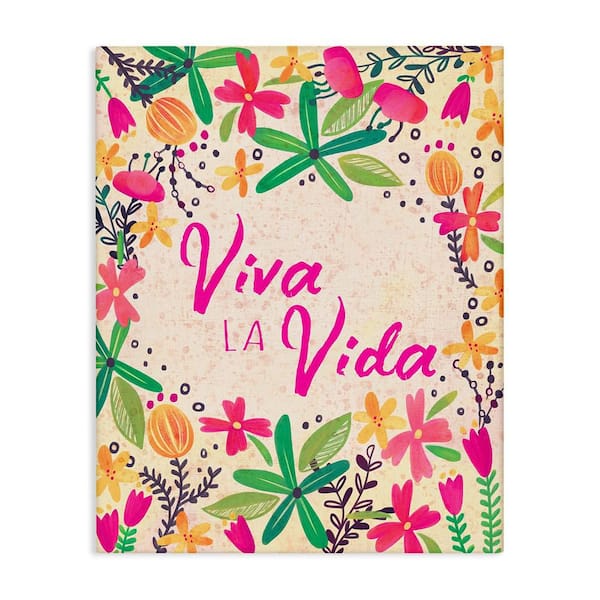Stupell Industries Live Life Florals by Josefina Gallery Wrapped Unframed Typography Graphic Art Print 48 in. x 36 in.