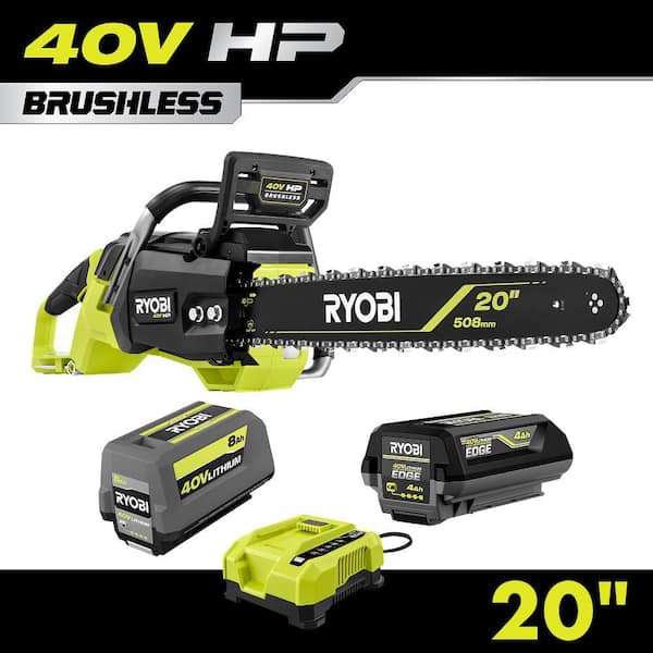 40V HP Brushless 20 in. Battery Chainsaw with 8.0 Ah Battery, 8.0 Ah Lithium-Ion High Performance EDGE Battery & Charger