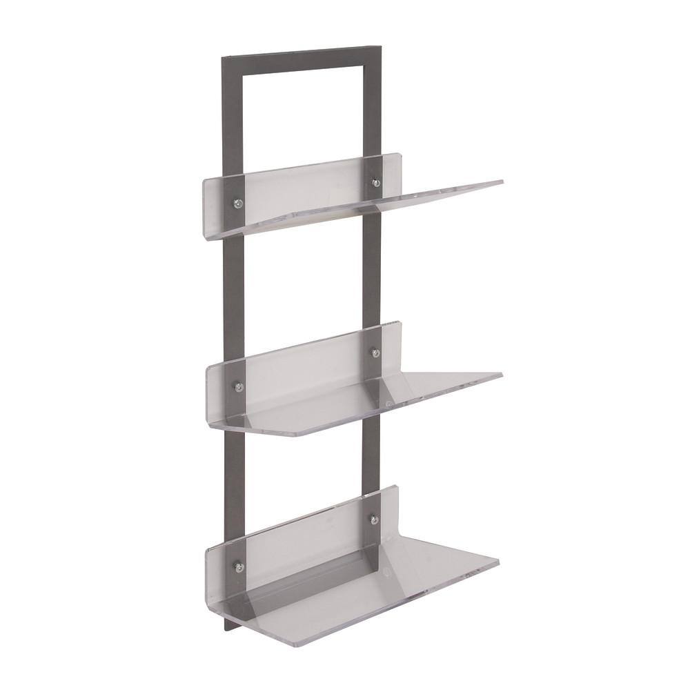 Sleek Gray Iron and Acrylic Floating Wall Shelf, 32" x 12"