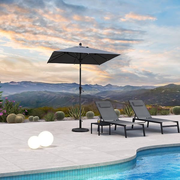 6 ft. Square Aluminum Crank and Tilt Outdoor Patio Market Umbrella in Gray