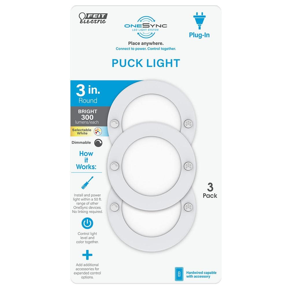 3-Inch White Aluminum LED Puck Lights with Adjustable Color Temperature